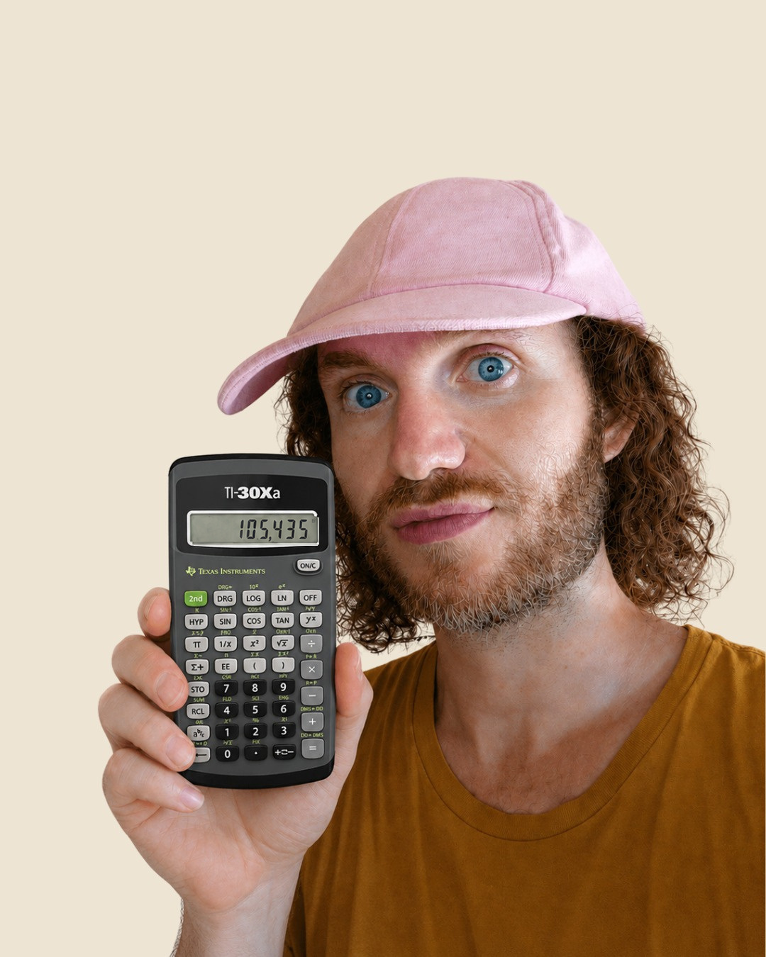 Joshua Hoffman holding a calculator